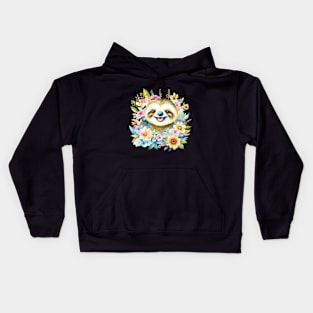 Cute Sloth watercolor Kids Hoodie